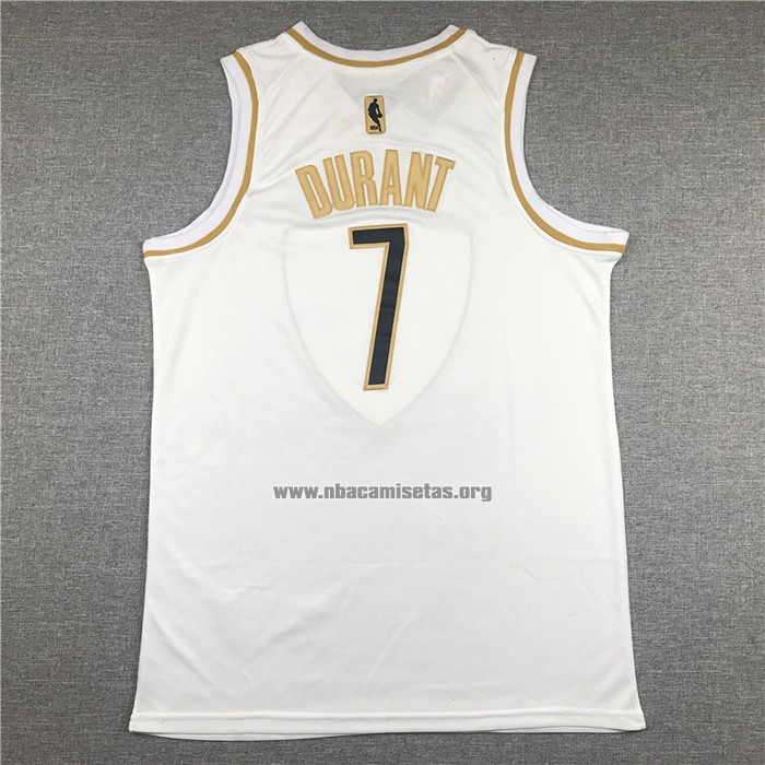 Camiseta Golden Edition Brooklyn Nets Kevin Durant NO 7 Blanco